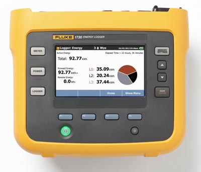 Registrador de energía eléctrica trifásico