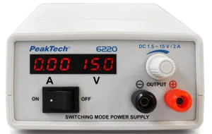 P 6220 Mini fuente de alimentación conmutada de 1,5 a 15 V y 2 ADC